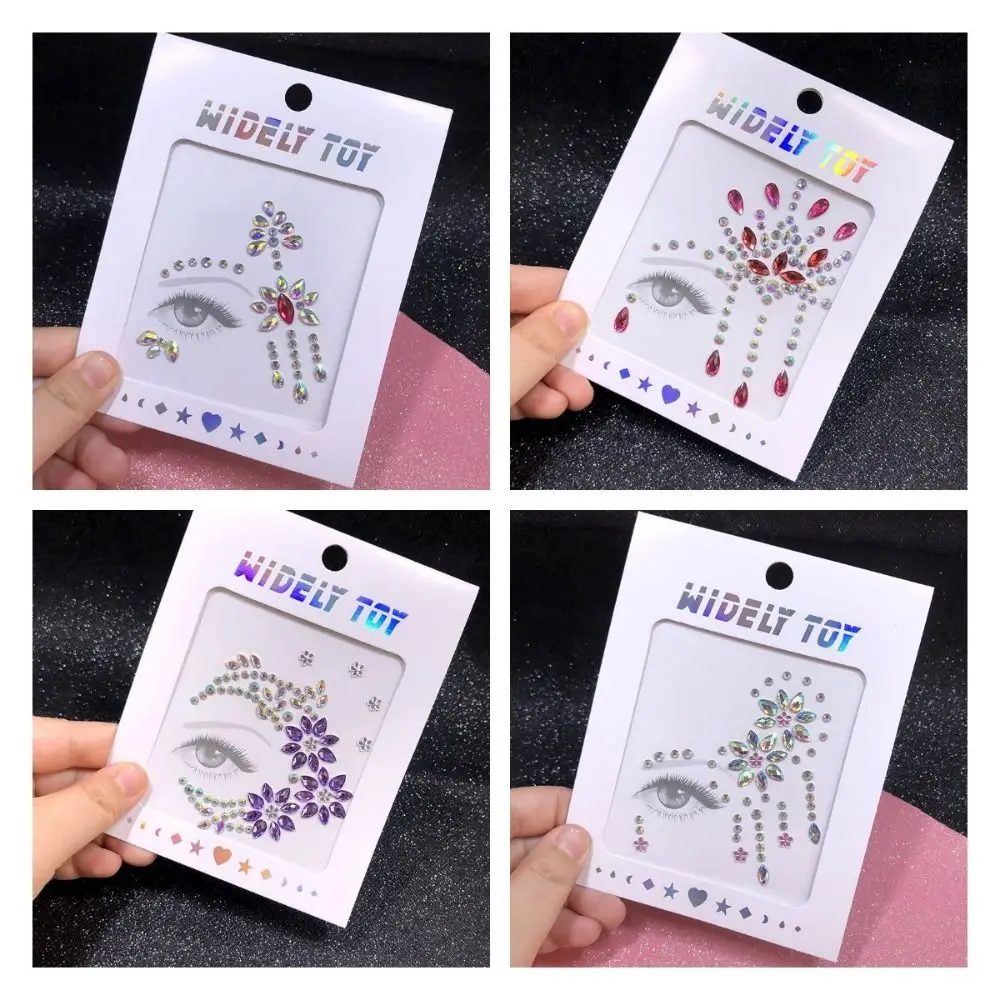 

Водостойкая 3D наклейка со стразами, поддельная татуировка, клей, бесплатная кристаллическая наклейка для лица, блестящая красочная временная татуировка, наклейка