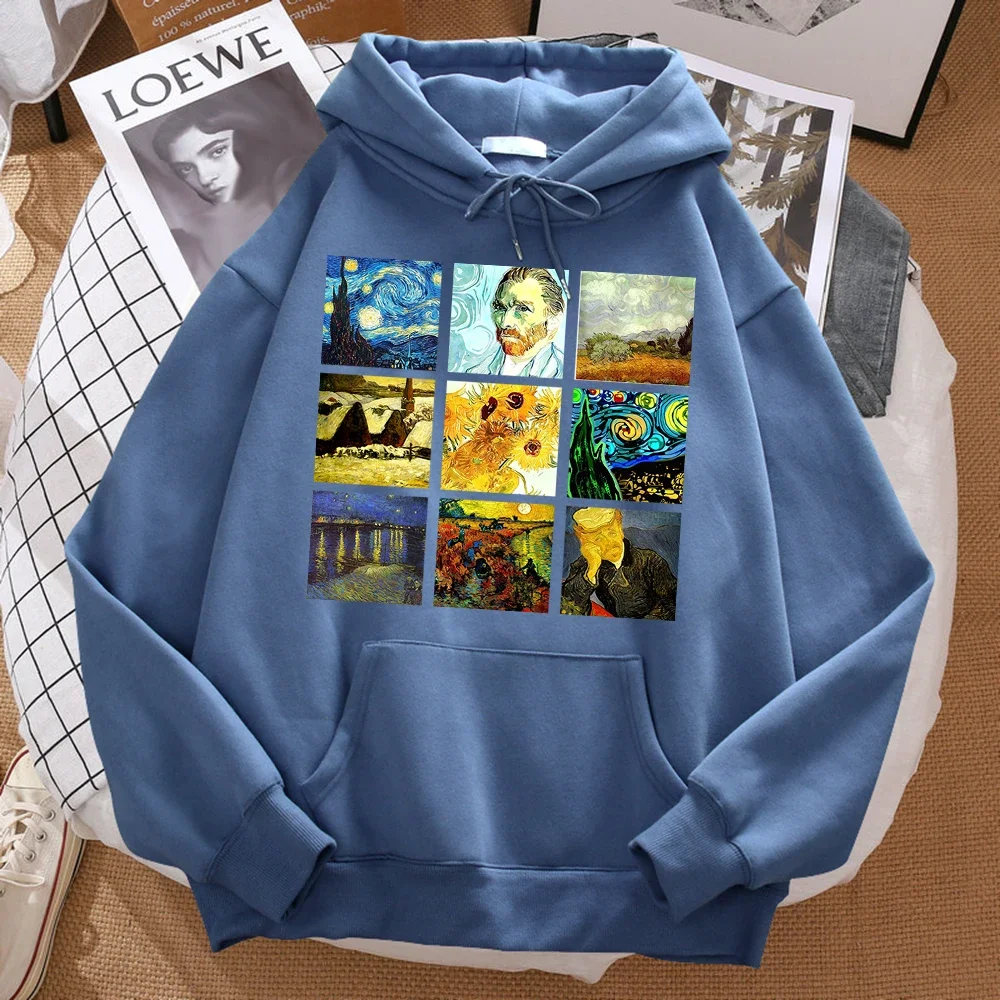 World famous painting Sanskrit van Gogh printed men's hoodie fashion suitable for hoodie Hip hop hoodie cartoon sportswear women