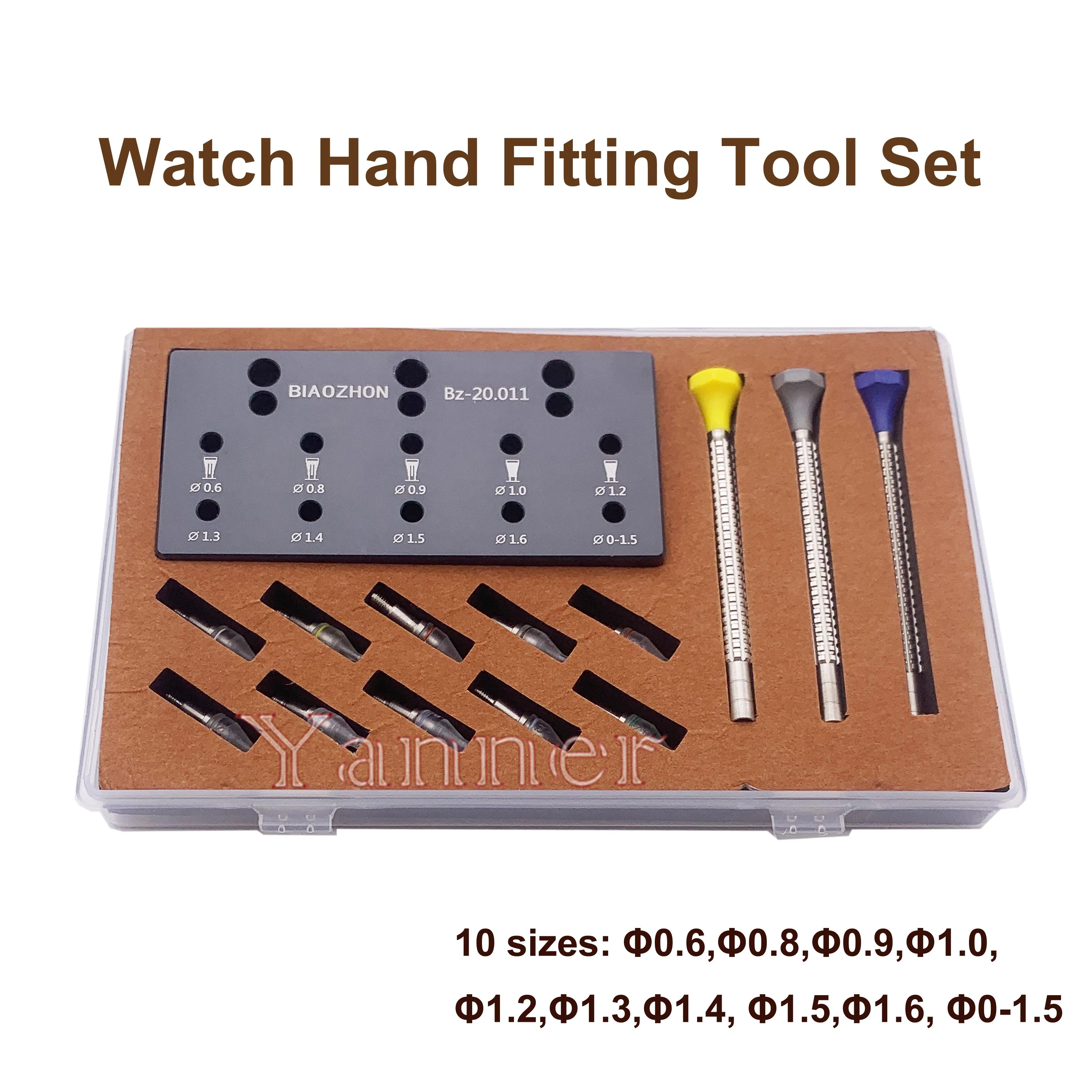 

Swiss Quarlity Watch Hand Fitting Tool Set of 14 pcs Replaceable Tip Pusher Watch Tool Set for Watchmakers