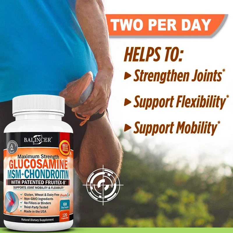 Glucosamine Chondroitin - Contains Curcumin To Help Support Back, Neck, Joint Mobility, and Cartilage and Knee Health