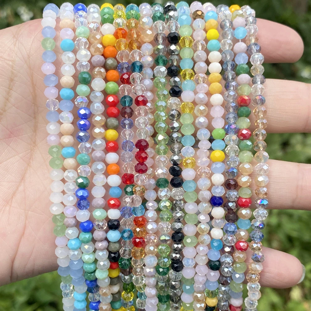 3x4mm Natural Stone Faceted Abacus Crystals Colorful Gemstone Round Spacer Loose Beads For Jewelry Making DIY Bracelet Necklace