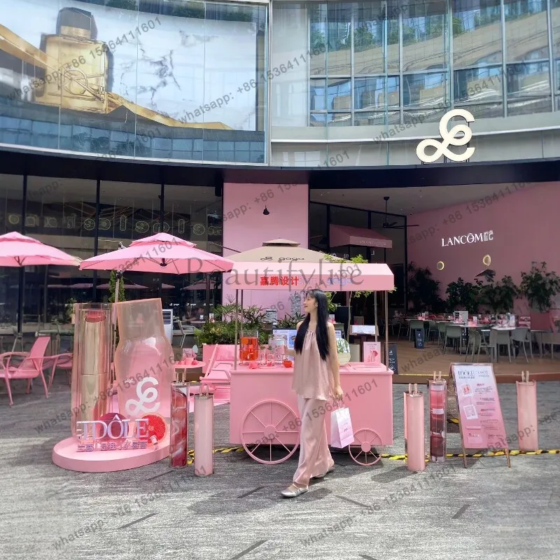 Float pink mobile commercial street stall car market activity display stand brand promotion car