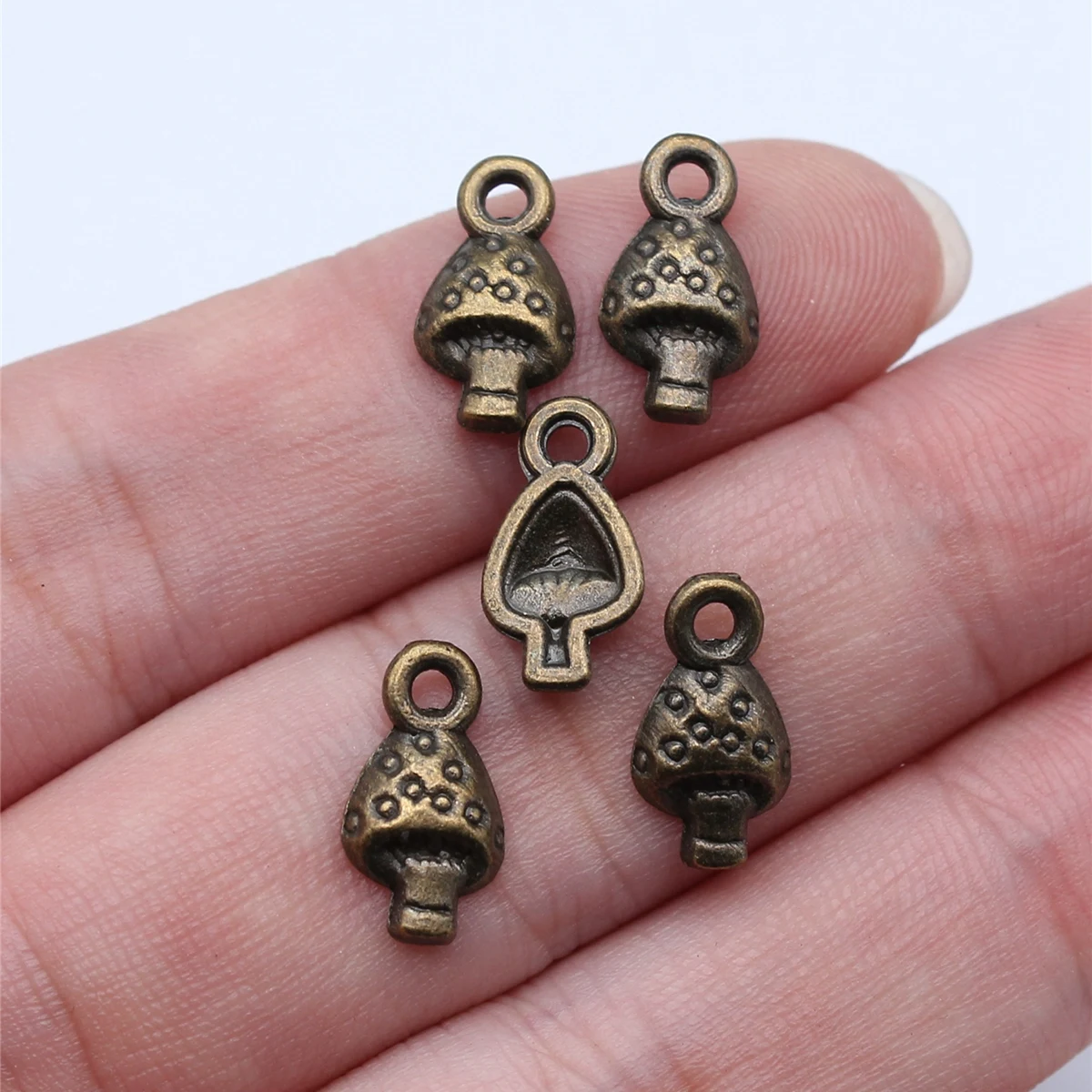 40pcs Mushroom Charms 13x7mm Antique Bronze Color Accessories For Jewelry Keychain Supplies