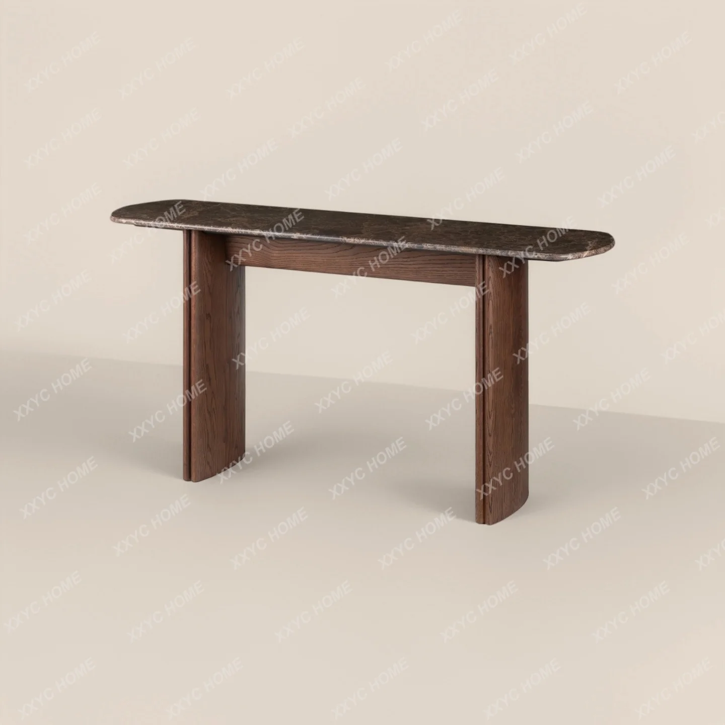 Simple  style solid wood marble entrance table model room minimalist luxury stone entrance table household living room