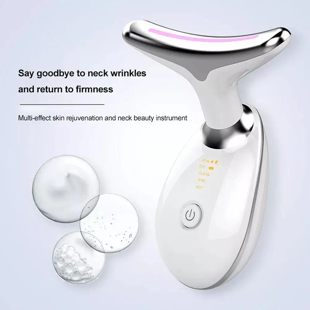 New Neck Face Lifter EMS Neck Face Lifting Massager Skin Tighten Device LED Photon Anti Wrinkle Double Chin Remover