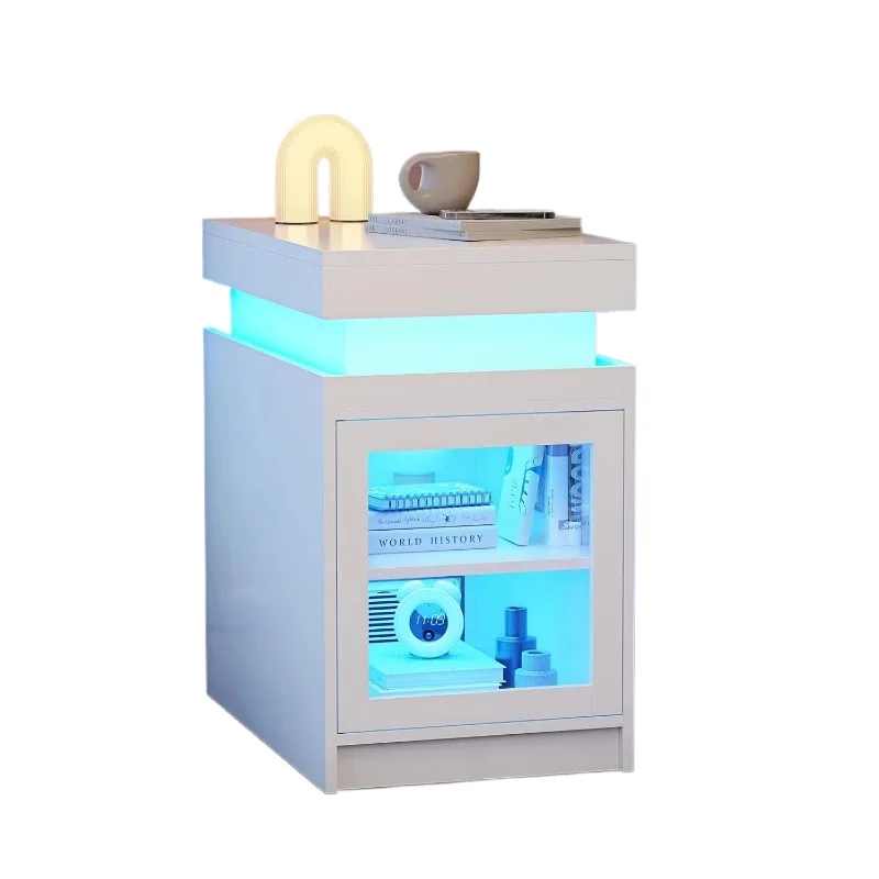 

Living room smart bedside table with sliding top storage