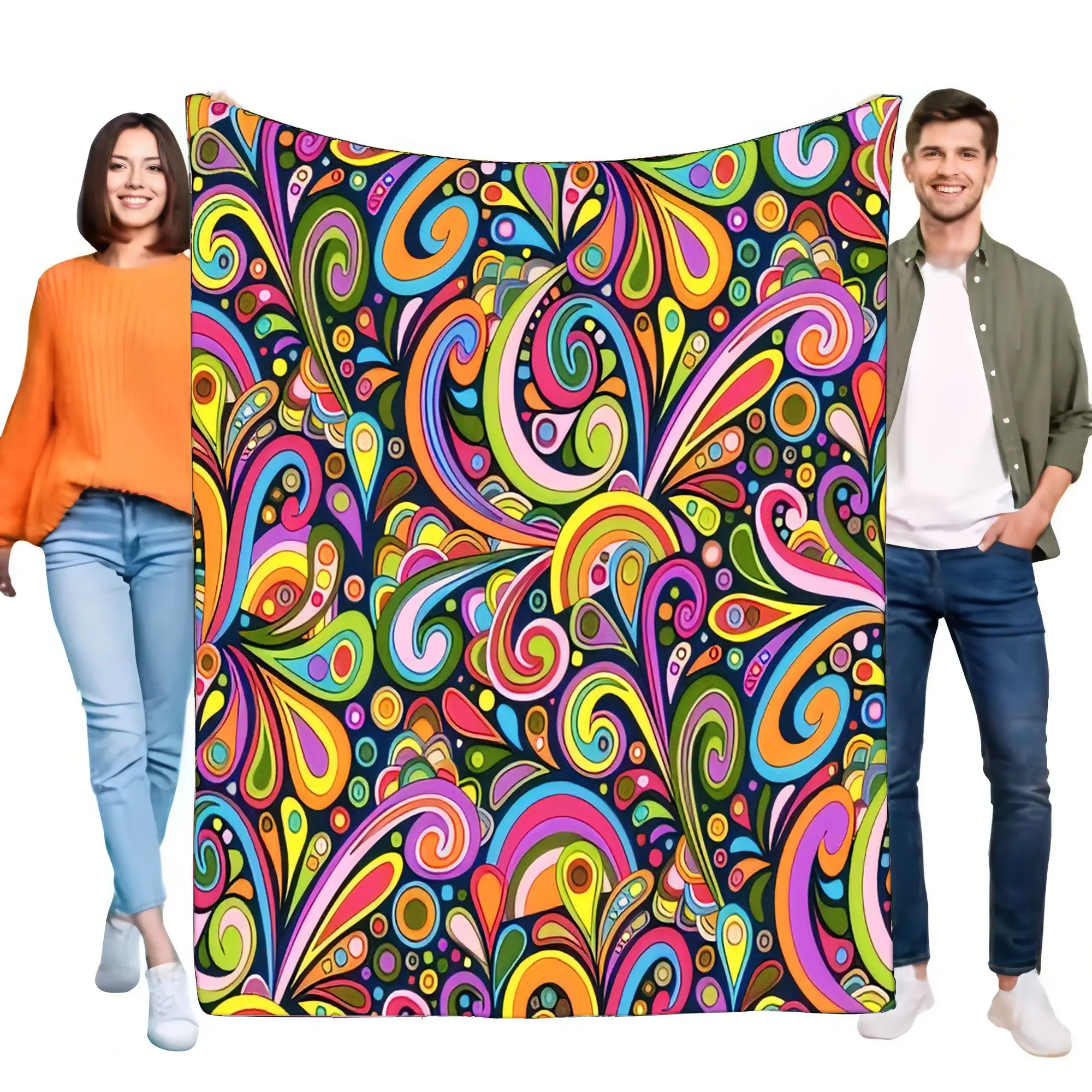 Lebendige, farbenfrohe Swirl-Überwurfdecke, weich, gemütlich, leicht, Heimdekoration, perfekt für Couch, Bett oder Geschenkidee