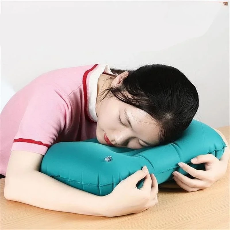 Portable Inflatable Travel Pillow Foldable Camping Sleeping Cushion for Airplane Car Lumbar Support Nap Rest Head Pillow