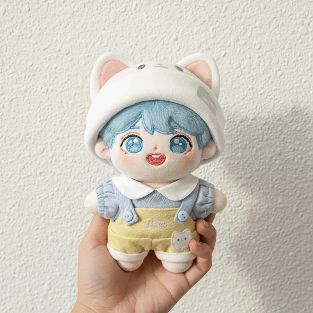 1 set Cat Hat 10cm Cotton Doll Clothes Suit Mini Doll Clothes Outfit Creative Strap Pants Doll Dress Up Set 10cm Cotton Doll