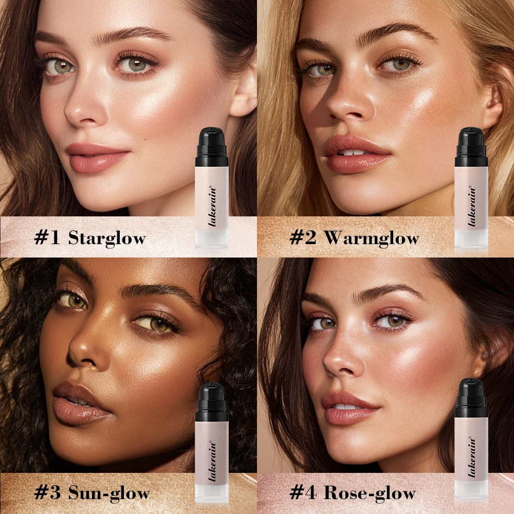 Lakerain destaque fundação glowy super gel leve orvalhado iluminador multiuso primer facial nutritivo não pegajoso primer