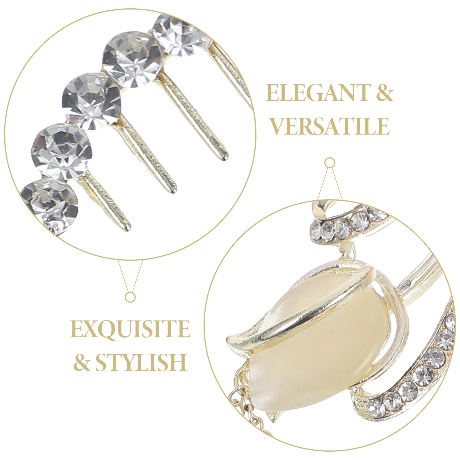 

Rhinestone Pearl Ponytail Clip Metal Claw Barrette For Women Tulip Decorative Accessories Thick Thin Resistant Alloy