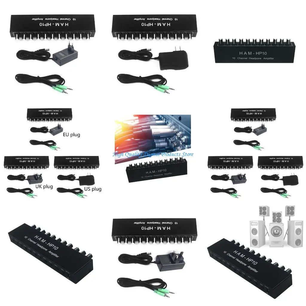 

U2JE AHAM HP10 Auditory Distributor 10 Channels Headphone Amplifier,Robust Aluminum for Collaborative Listening Environments