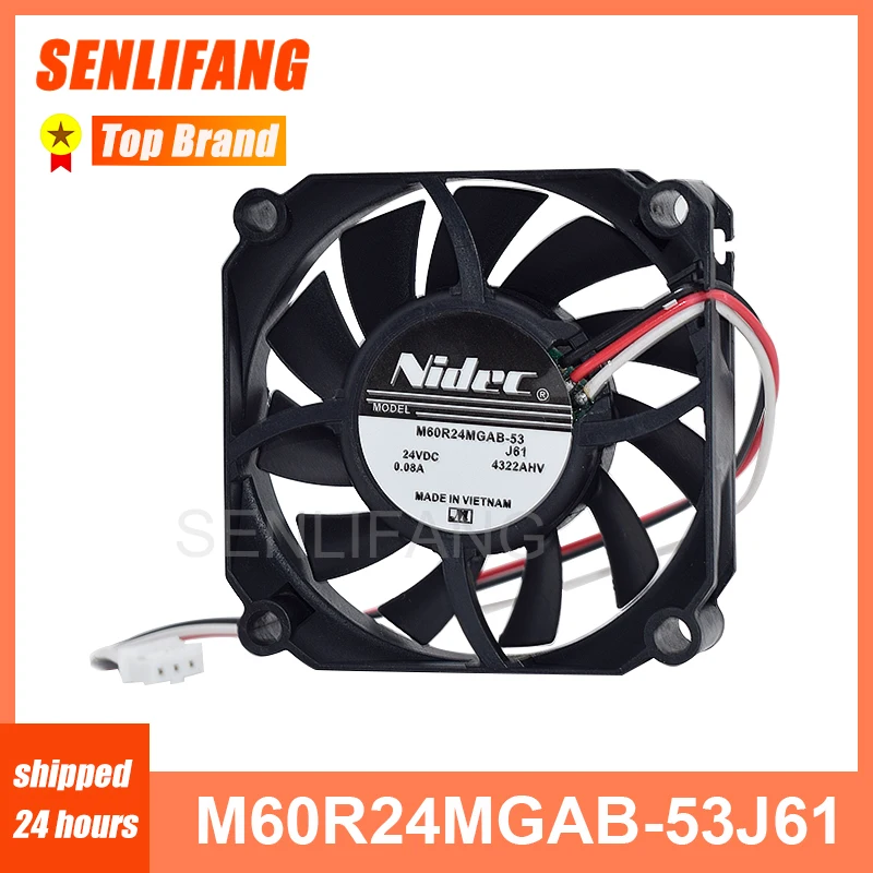 Well Tested Cooling M60R24MGAB-53J61 M60R24MGAB-53J56 24V 0.08A 3-PIN For NIDEC 1519 1819 Printer Power Supply Fan 60*60*15