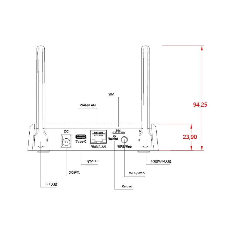 Gateway Bluetooth com coleta remota de dados do sensor, 4G, BLE5.0