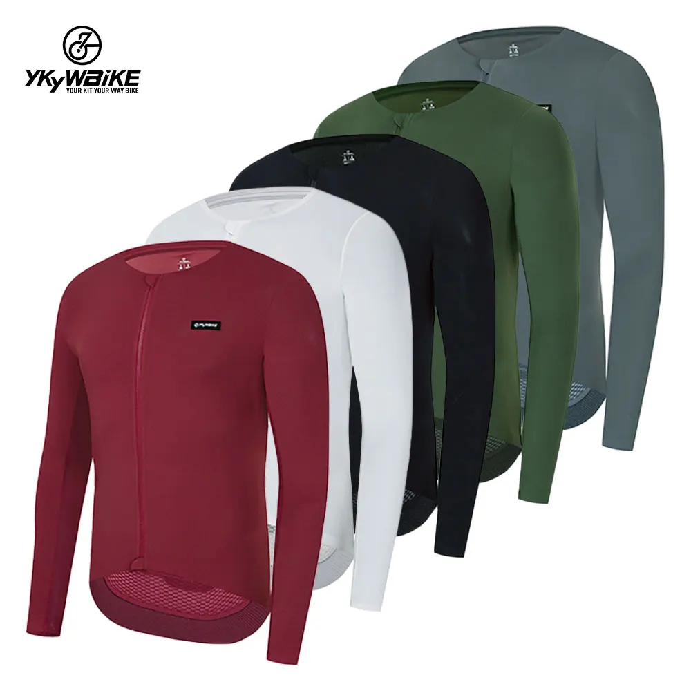 YKYWBIKE Cycling Jersey Long Sleeve Seamless Process Top Quality YKK zipper New Coldback Fabric UPF 50+ Asian Size Jersey