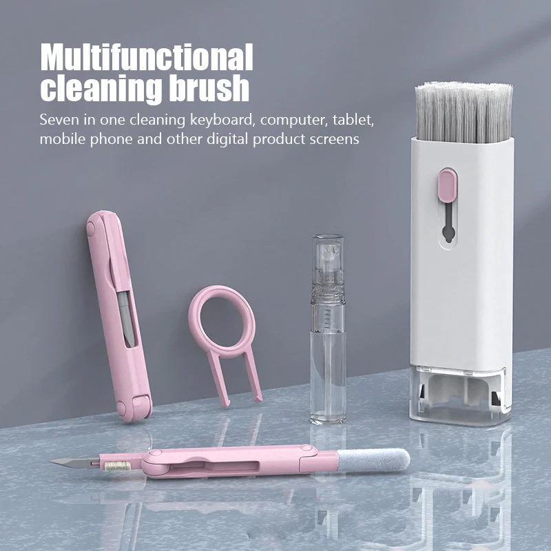 7-in-1 Computer Keyboard Cleaner Brush Kit Earphone Cleaning Pen For Headset iPad Phone Cleaning Tools Cleaner Keycap Puller Kit