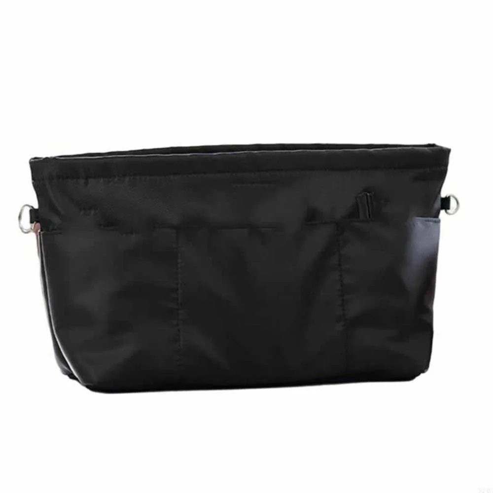 

Durable Cosmetic Organizer Insert Bag with Zipper Multifunctional Multi-Pocket Handbag Storage Bags Solid Color Inner Bag Women