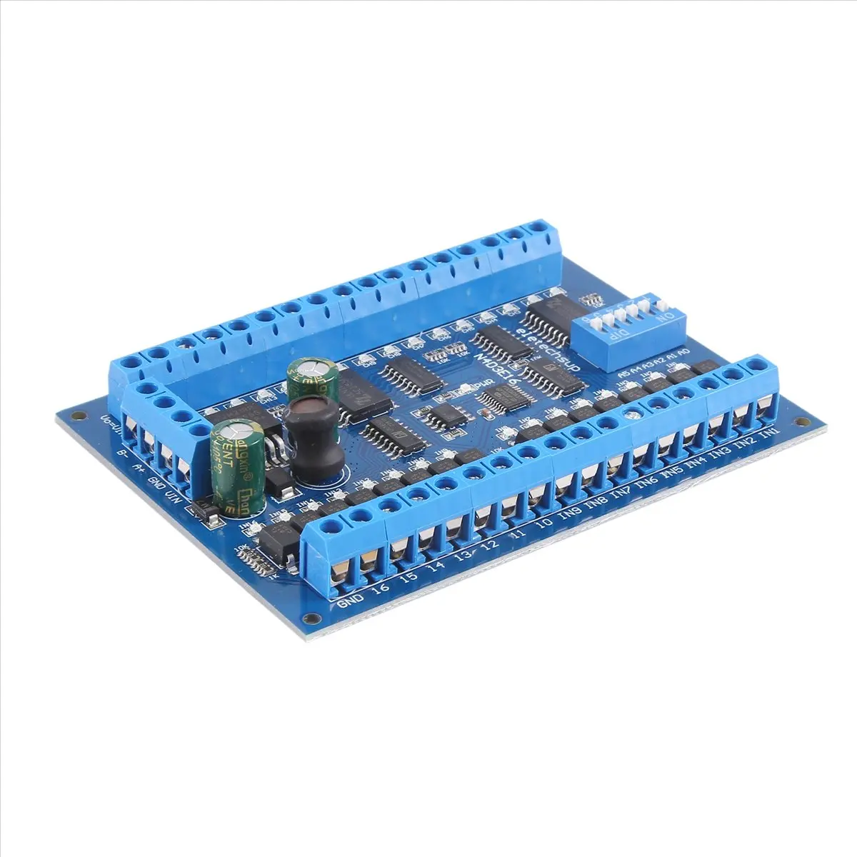 #95A Electronics Accessories,DC 12V 24V 16 Input 16 Output Modbus RTU Module, Only Board (Blue)