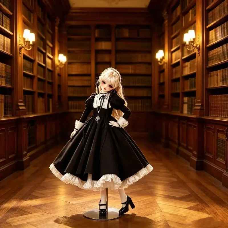 Conjunto de Ropa Estilo Maid con Falda Lolita Black Swan para Figuras de Acción Minty 4 Tiny a Escala 1/6 1/4 y Decoración de Escenas