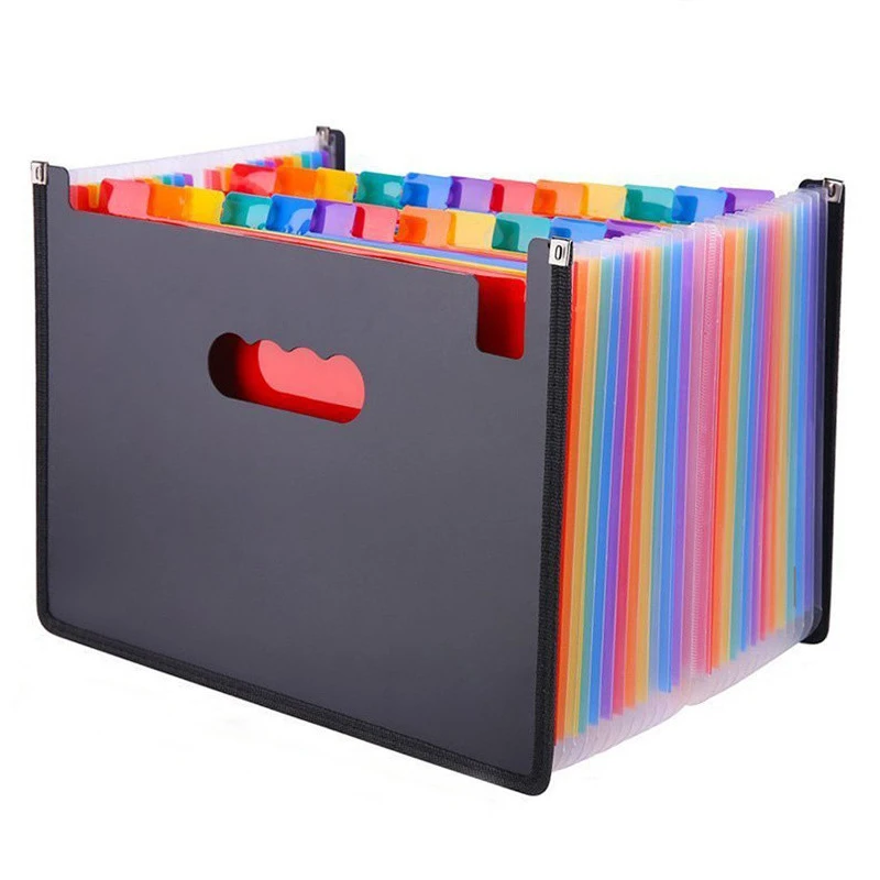 24 Pockets Expanding File Folder with Cover Accordian File Organizer A4 Letter Size Document Organizer for Home Office School