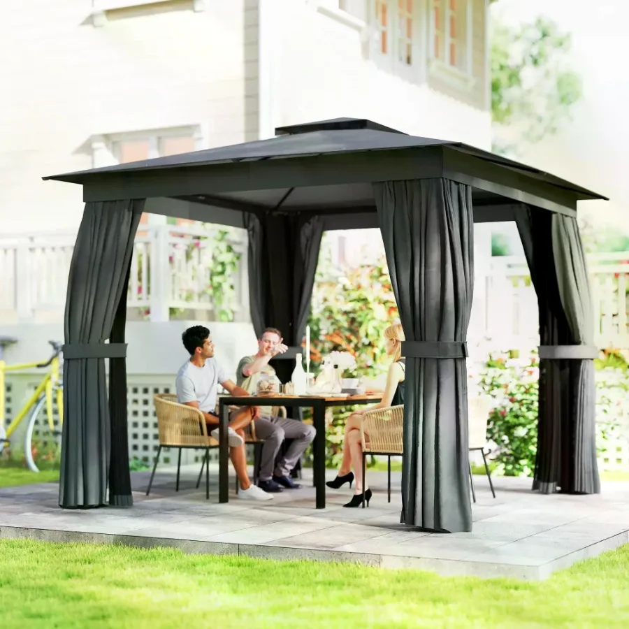 

Patio Gazebo/Pergola Gazebo for outdoor use, aluminum frame, white color, rust-resistant and UV-protected