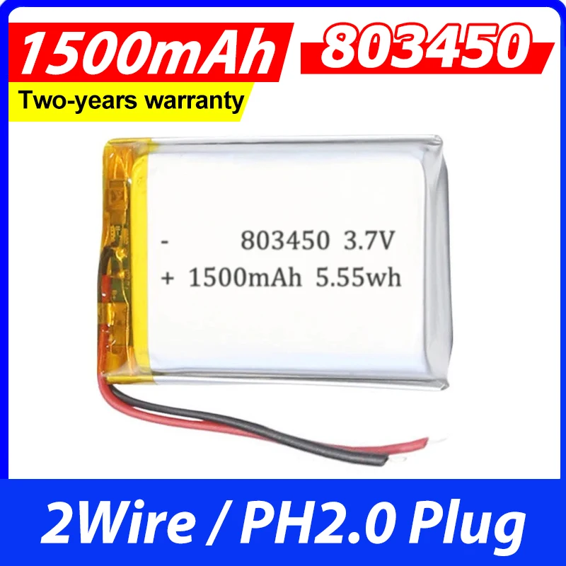 New 3.7V 1500mAh 803450 Rechargeable Polymer Batteries Lipo Li-Po For Toy Power Bank GPS Laptop Camping Lights Diy
