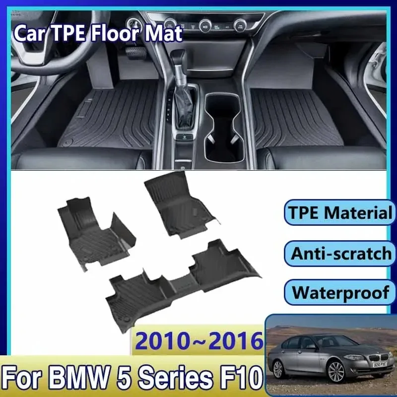 

Car Floor Mats For BMW 5 Series F10 2010~2016 2014 2015 TPE Waterproof Leather Rug Mud Carpet Foot Pad Full Tappeto Accessories