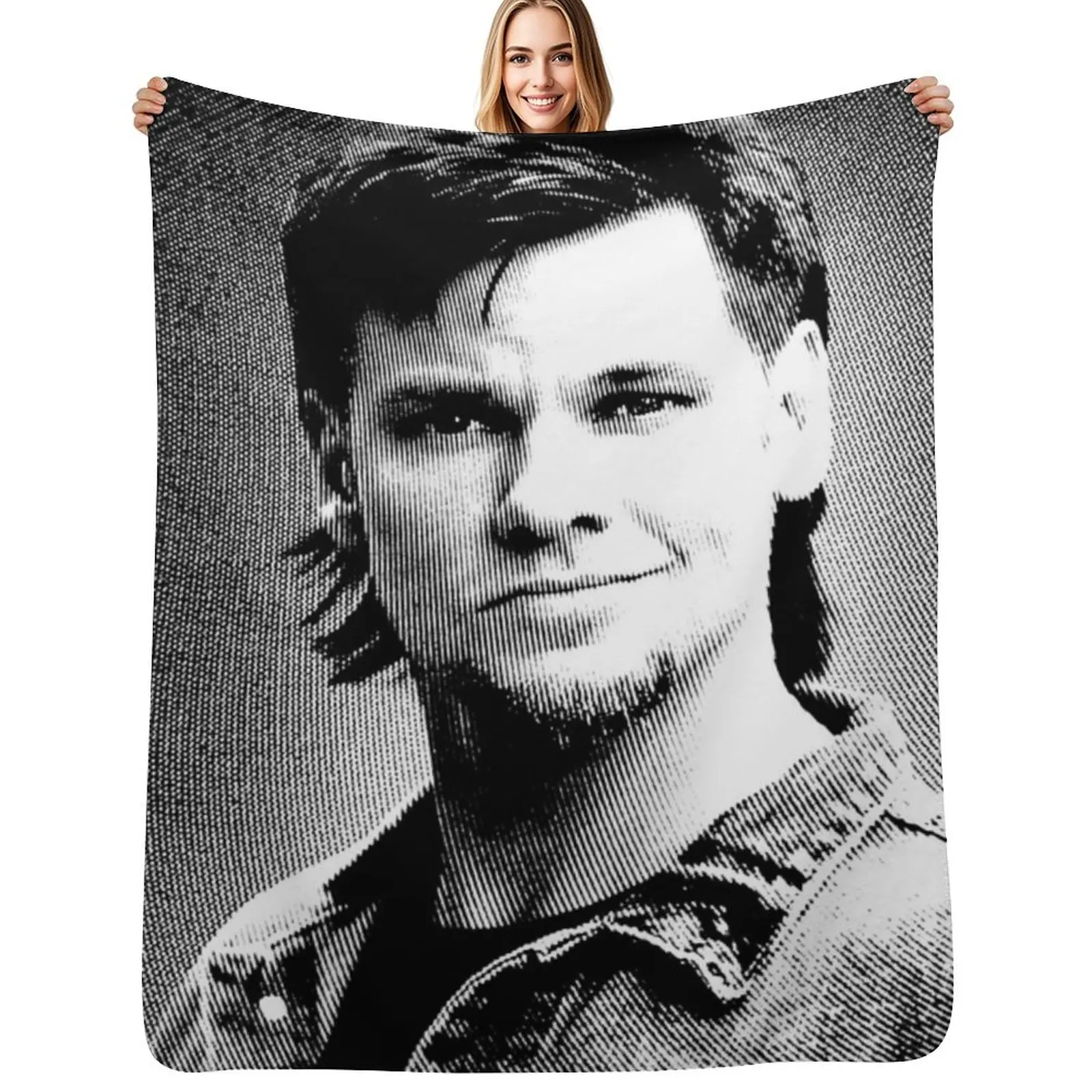 

Theo Von Black & White Portrait (Linocut) Throw Blanket manga Large Luxury Brand Weighted Blankets