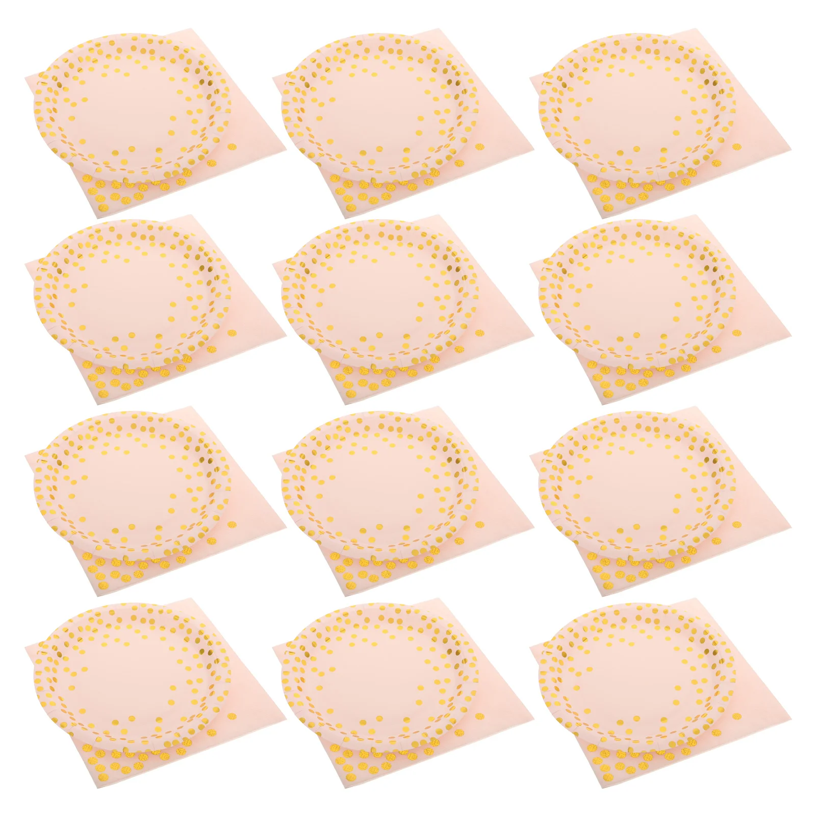 

50pcs Paper Tableware Set Disposable Dinnerware Elegant Dot Design Birthday Party Supplies Heat Resistant Vibrant Colors