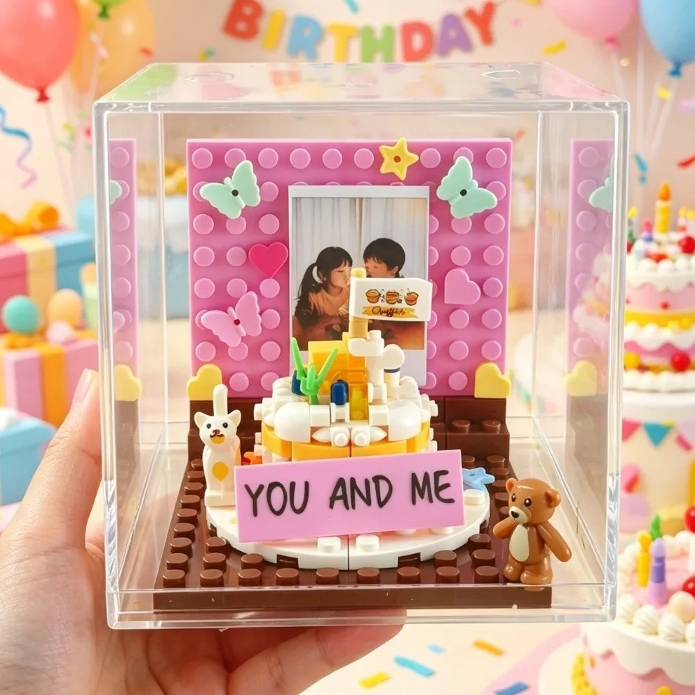 New Transparent Cake Photo Frame DIY Creative Design DIY Cake Model Desktop Decoration Building Block Toy Anniversary Gift