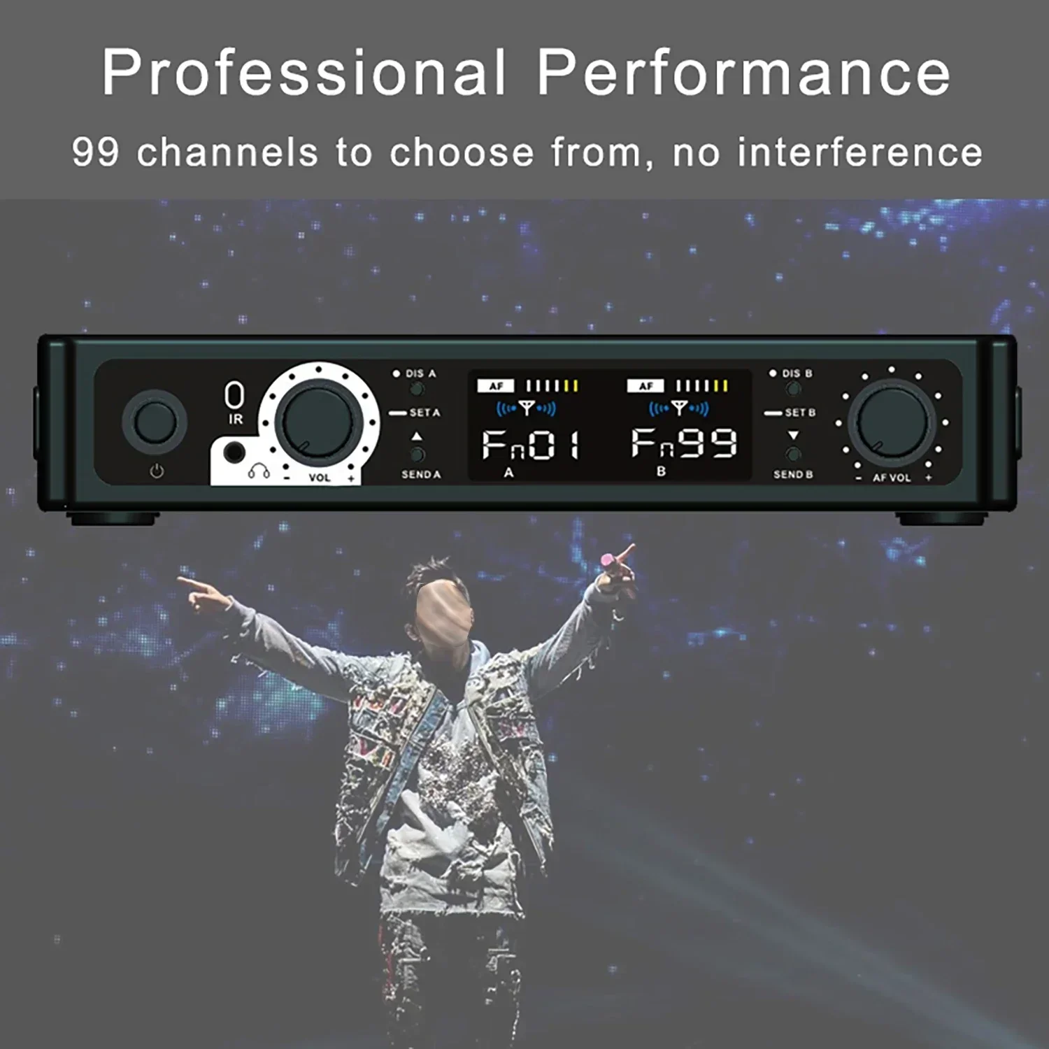 2025 GAW-M802 Sistema de monitorización intrauditivo estéreo Sistema de monitor inalámbrico Tamaño ligero y pequeño 655-679MHZ