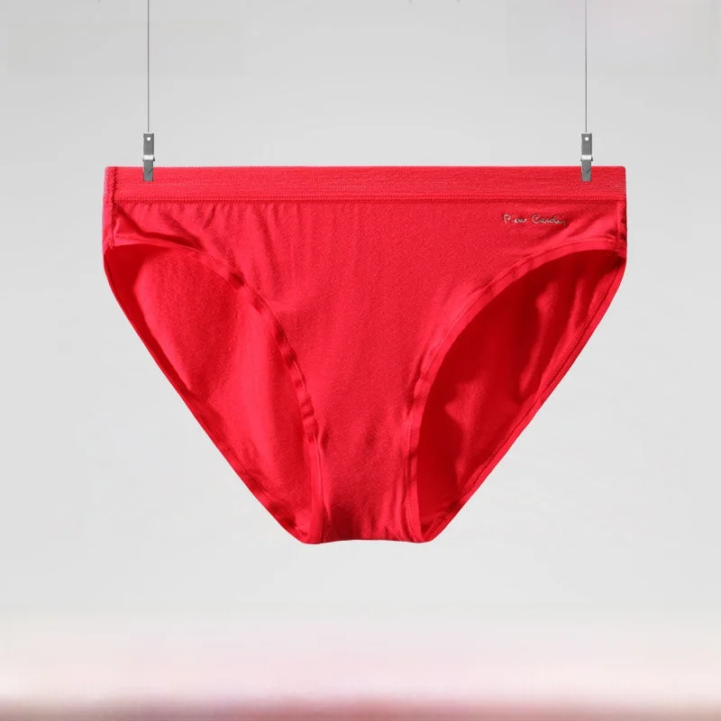 Pierre Cardin Red Modal e Panties Ropa interior de cintura media para mujer Sweet Sle Marriage Innerwear Luy Year Briefs