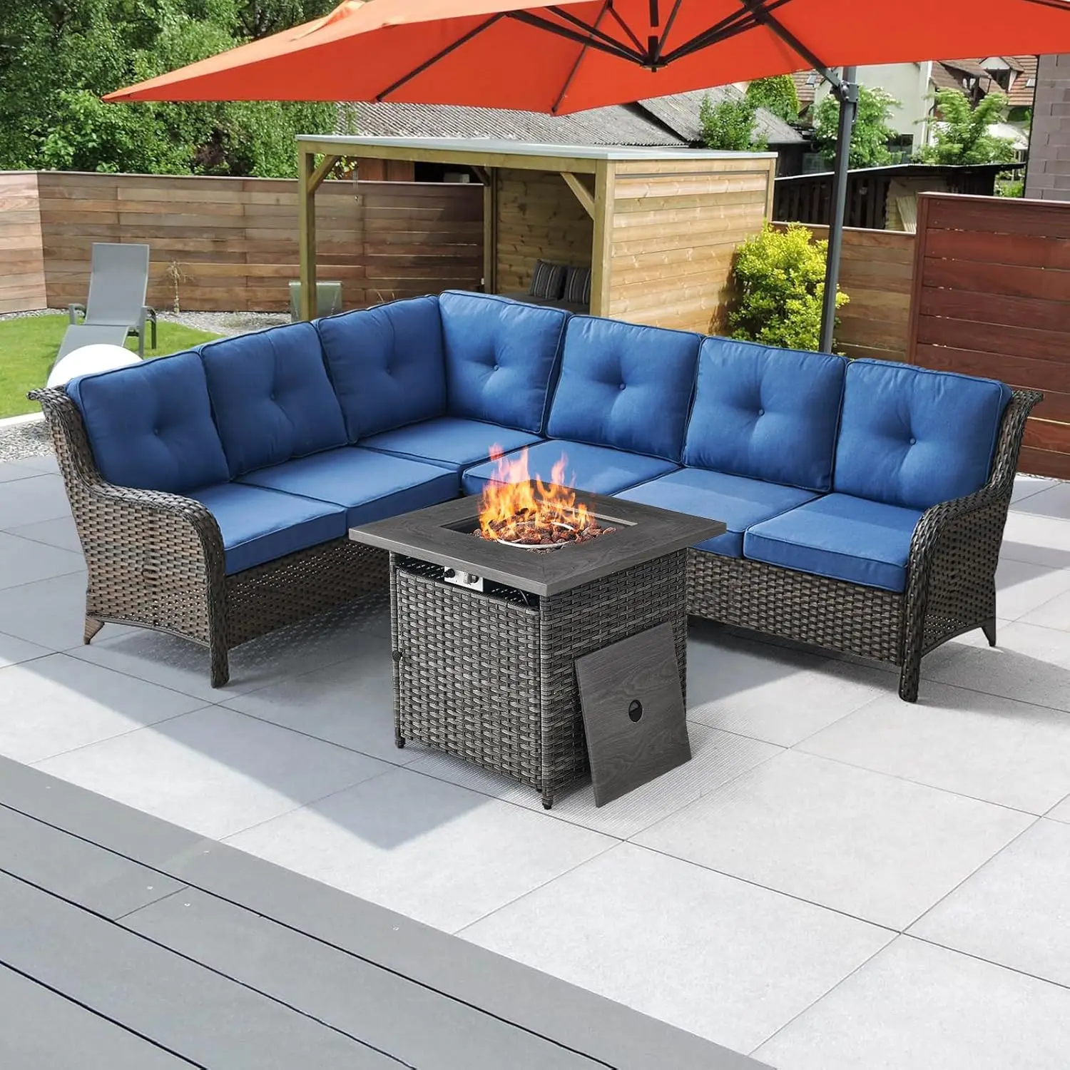 Wicker Outdoor Patio Furniture Set - Rattan Sofa Sectional Conversation Sets With 2 Loveseat,1 Corner Sofa,1 Armless Sofa And 1