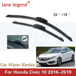 Escobillas de limpiaparabrisas delanteras, accesorios de corte, gancho U J, para Honda Civic 10 Gen FC FC1 FC2 FC5 2016 2017 2018 2019