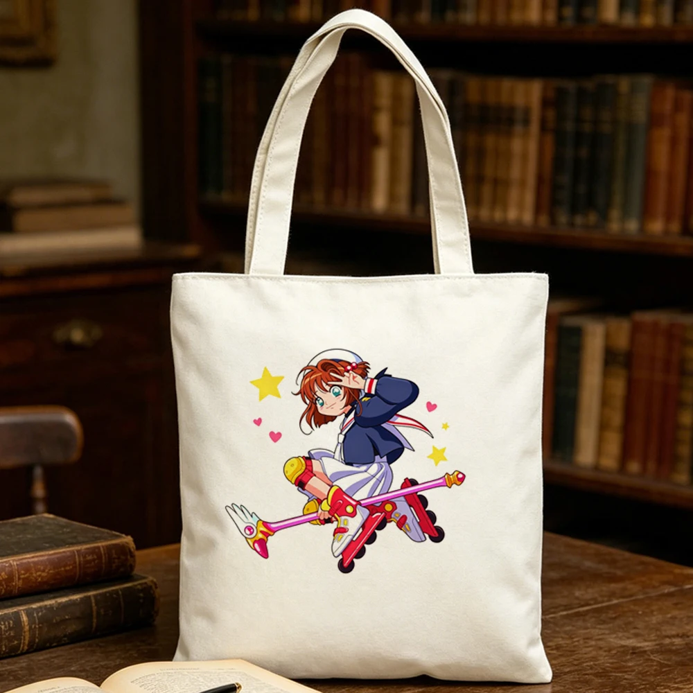 Cardcaptor Sakura tote bag foldable personnalisable reusable einkaufstasche canvas  femme