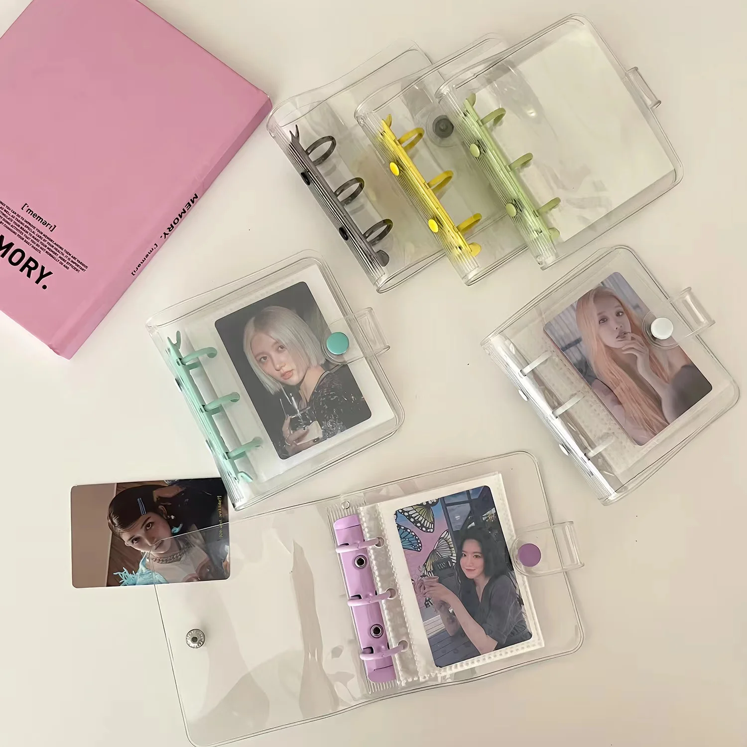 Transparent binder PVC Kpop Photocard card book 3 holes Notebook Loose leaf Journal photo storage book School Stationery