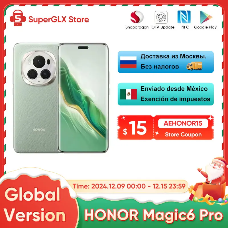 2024 new Global Version HONOR Magic6 Pro Snapdragon 8 Gen 3 6.8'' Quad-Curved Floating Screen 180MP Periscope Telephoto Camera