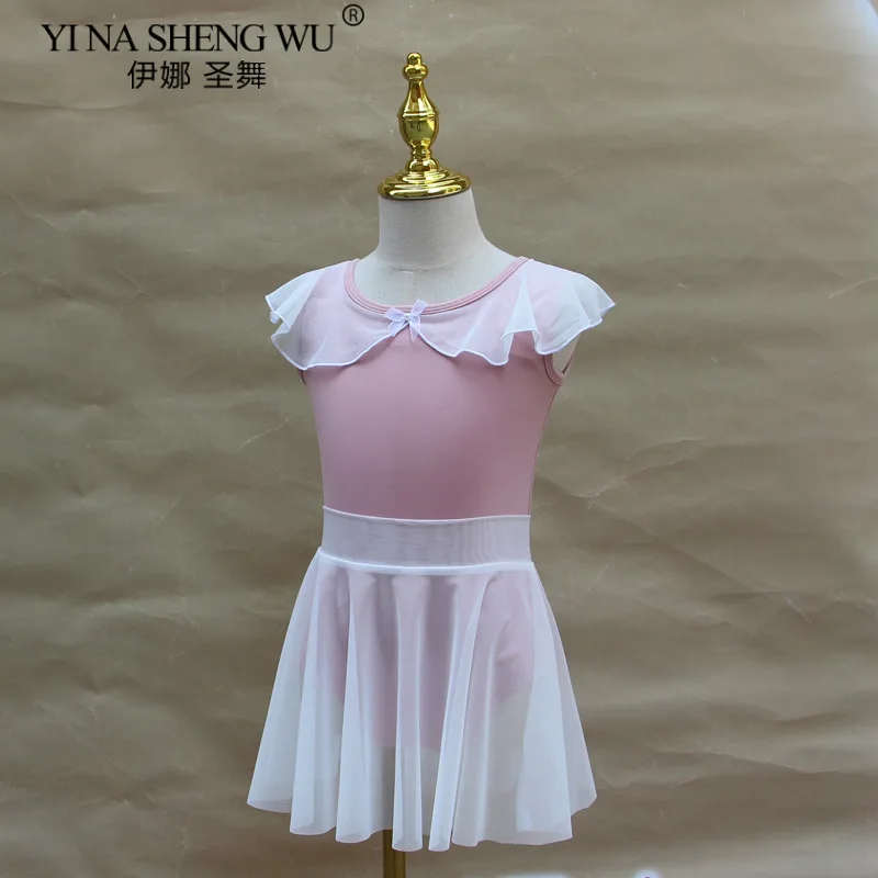 Ensemble de justaucorps de Ballet pour filles, body sans manches avec jupe en maille de gaze, Costume de danse de gymnastique pour l'entraînement, vêtements de danse pour enfants