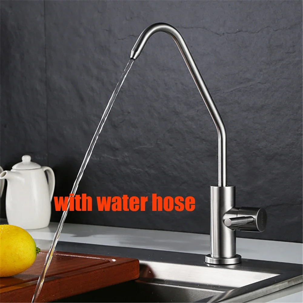 Stainless steel Lead-free Kitchen Drinking Faucet Single Hole Single Cold Purified Water Tap Sink Mounted With Hose