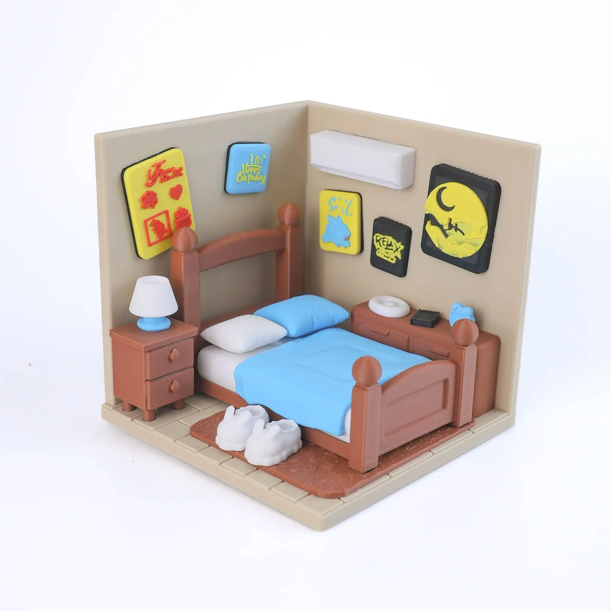 

DIY Miniature Bedroom Model Kit, Original Cow & Horse Furniture for Creative Tabletop Display, Unique Decor Gift Idea
