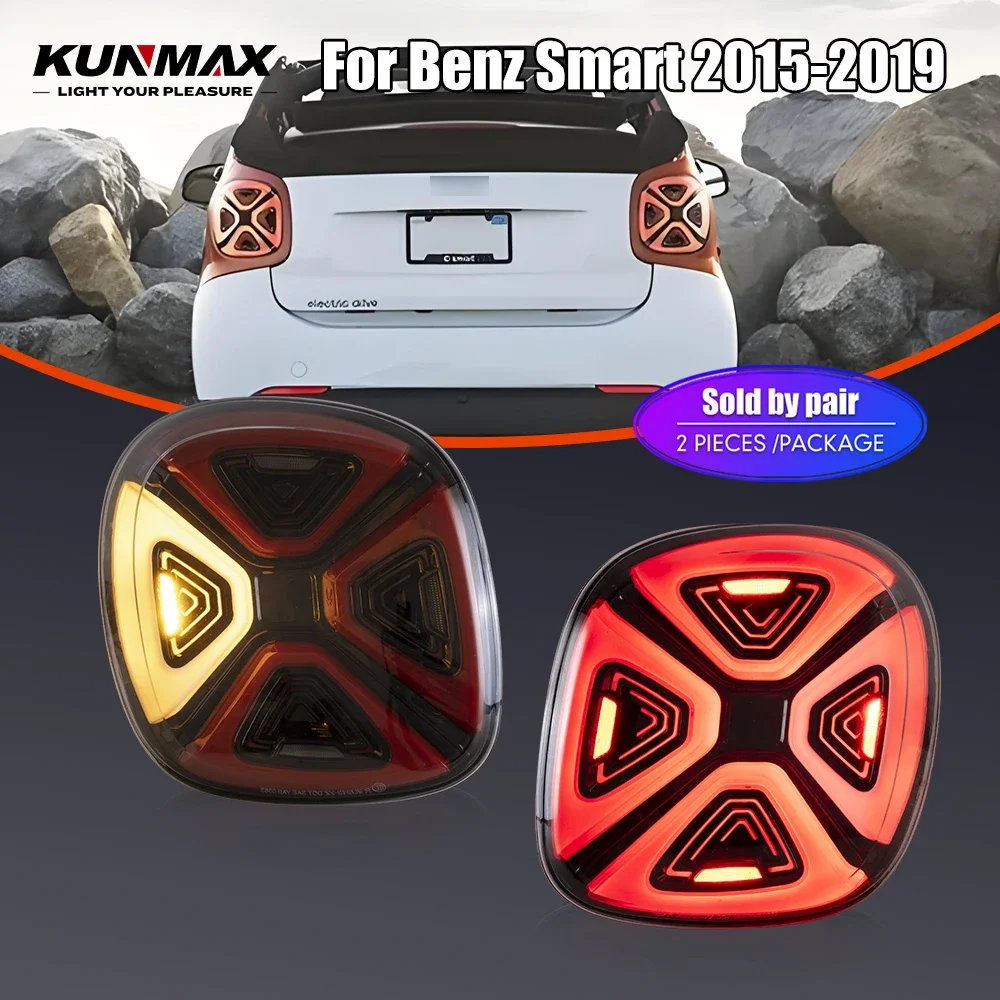 Pair Of LED Tail Lights For Benz Smart 2015-2019 DRL Reverse Brake Turning Signal Plug And Play Car Rear Tail Light Assembly