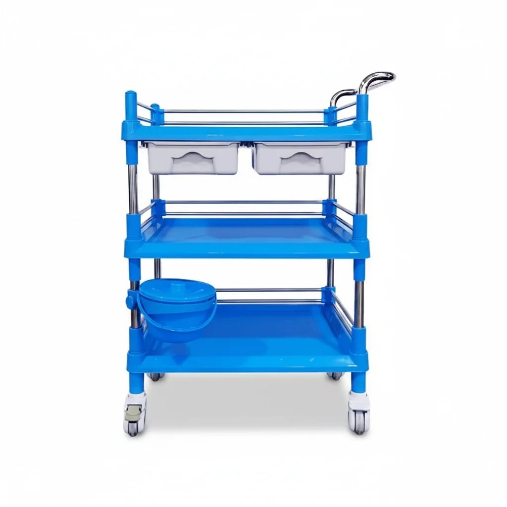 

Medical Nursing Trolley, ABS Plastic 640x440x980mm Clinic Cart, Rolling Hospital Equipment Cart for Clinic Use