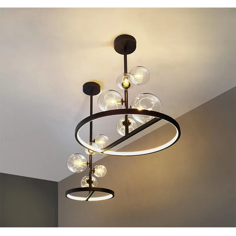 

Nordic Pendant lamp Led 28 48cm Circle Ceiling Hanging Chandelier Black Loft Living Dining Room Kitchen Lighting Fixture