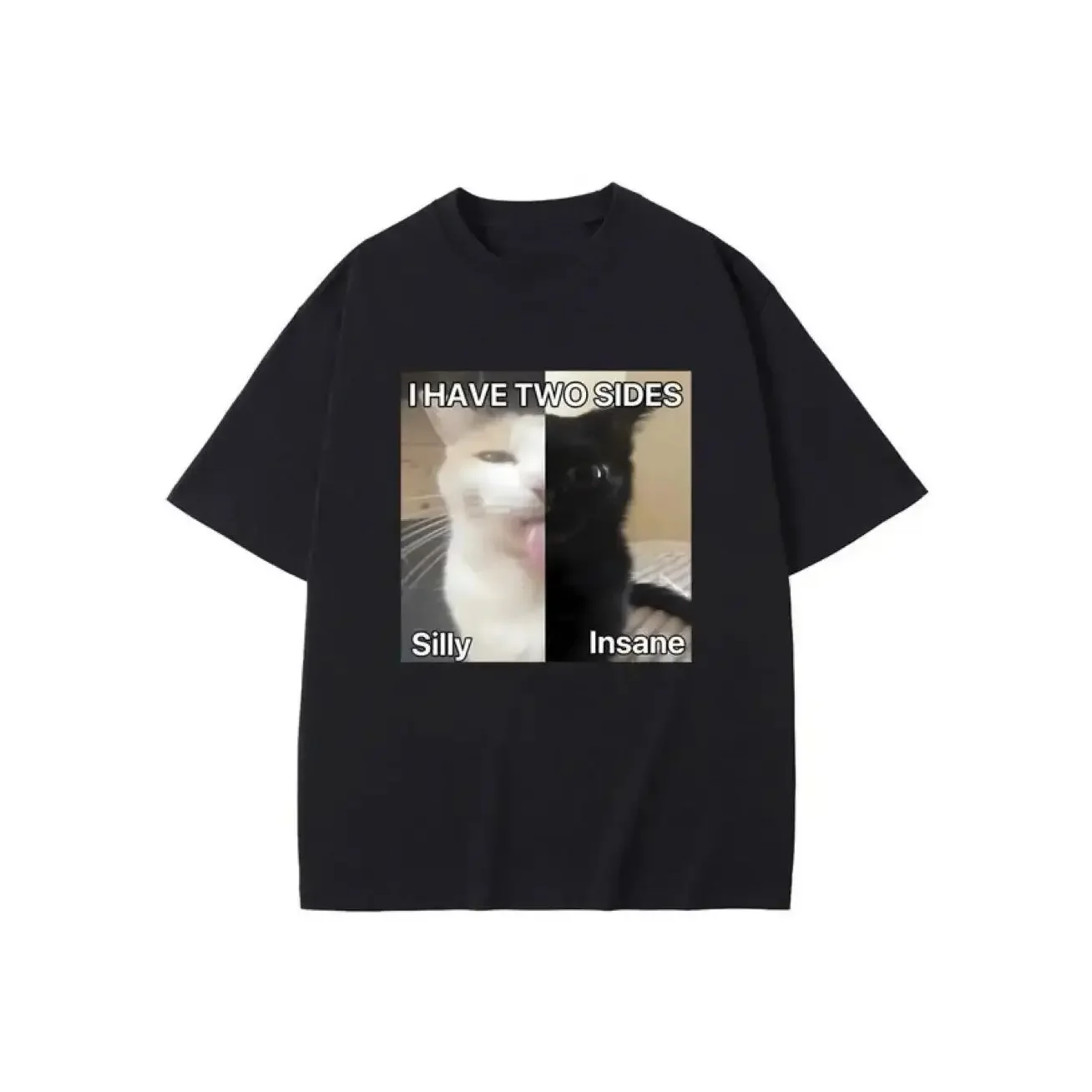 Лето у меня есть две стороны глупый безумный Кот мем забавное животное Новинка хлопковая идея для подарка одежда горячая Распродажа модные наряды с круглым вырезом