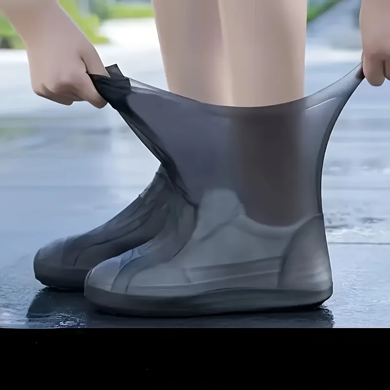 Unisex PVC Waterproof Shoe Covers, Bright Yellow Stretchy Rain Protectors, Lightweight Durable for Rainy Days
