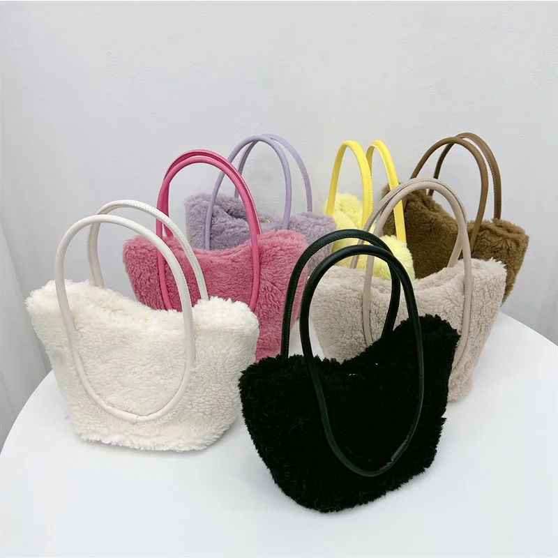 

Autumn Winter Lamb Thick Warm Plush Shoulder Bag Faxu Fur Bags For Women Handbag Fashion Designer Bag Luxury Clutch