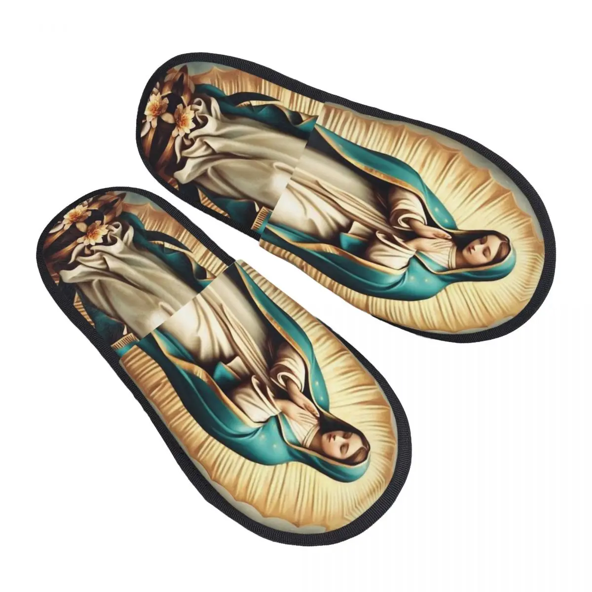 Lady Of Guadalupe Virgin Mary Men Women Furry slippers,Warm Color printing special Home slippers,Neutral slippers