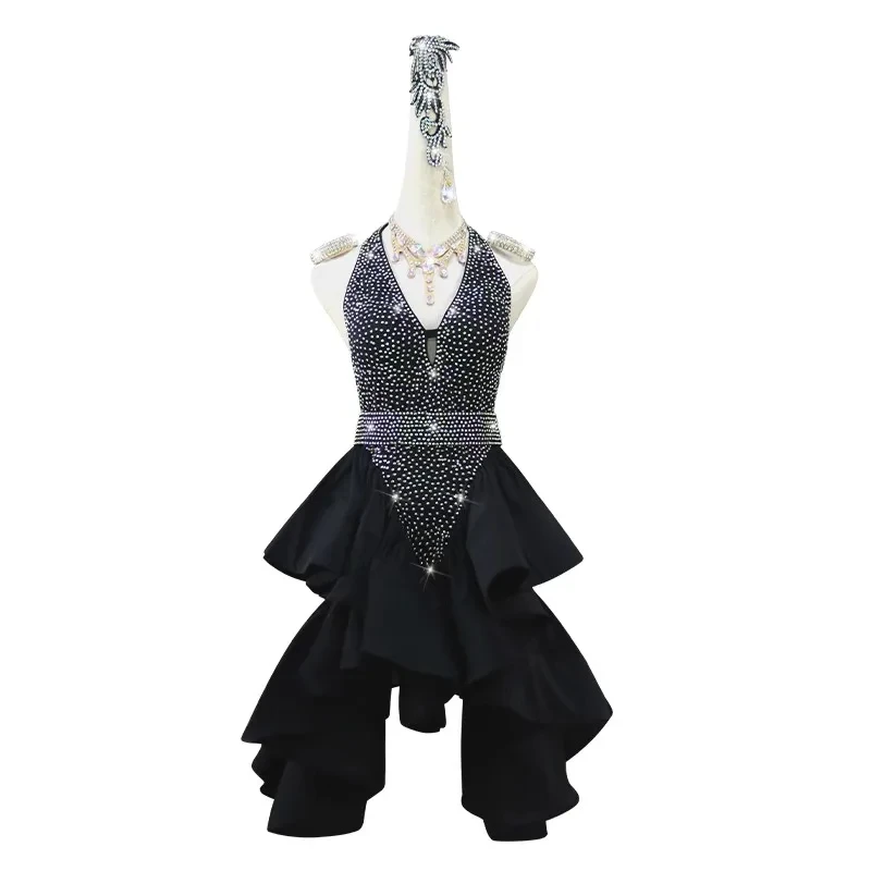 Traje para Mujer 2026, Vestido de Competición Latina, Baile de Salón, Fiestas, Conjunto para Adultos, Ropa Femenina, Traje de Noche para Baile flamenca fiesta cortos falda competicion vestuario urbana samba niña flamen