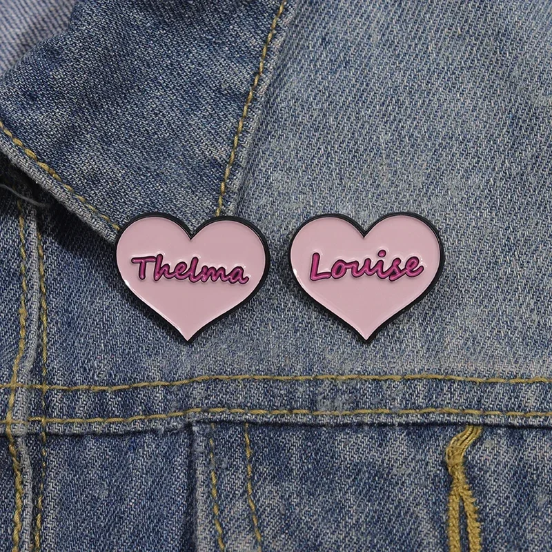 Pink Heart Lovely Enamel Pins Louise Thelma Women Powers Movie  Lapel Badges Backpack Accessories Jewelry Gifts for Friends