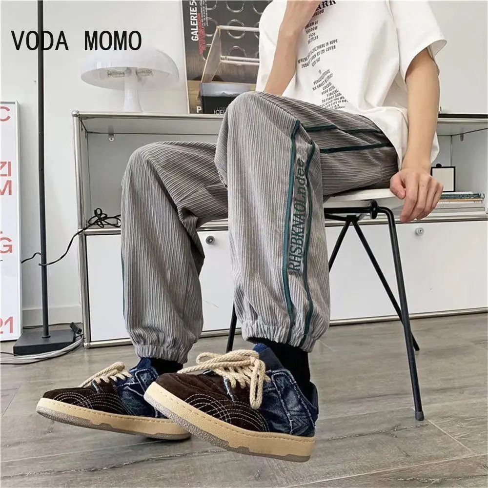 Corduroy Casual Mens Pants 2022 Korea Style Elastic Waist Winter Pencil Pants Man Overalls Jogging Pants Men Trousers